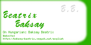 beatrix baksay business card